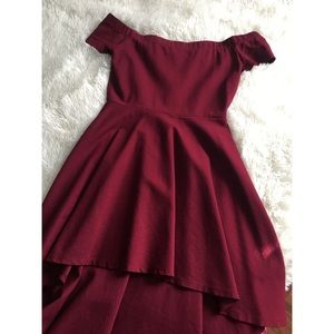 Burgundy Off The Shoulder Dress